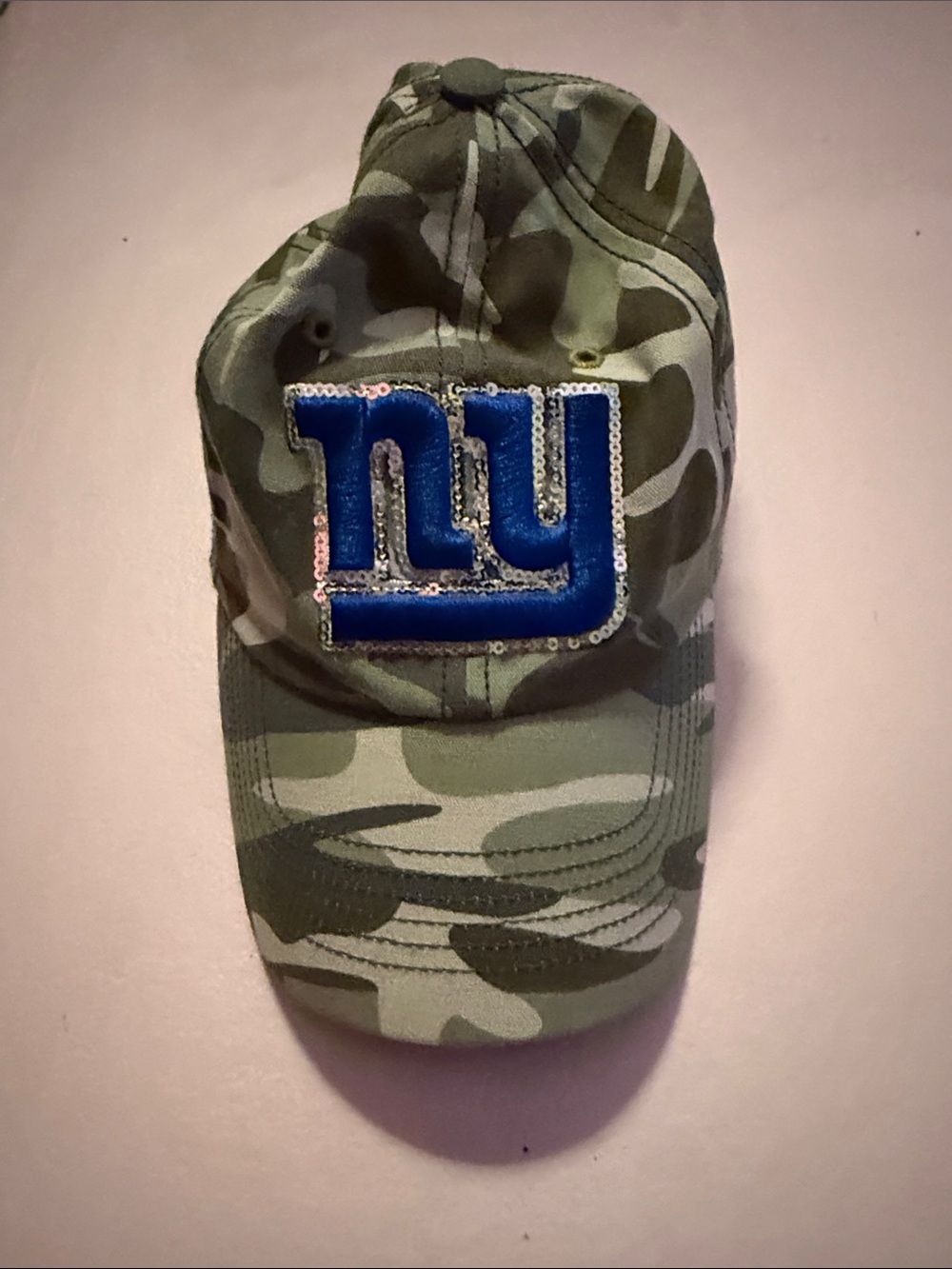 New York Giants Camo Cap with Blue 'ny' Patch - Team Logo Style